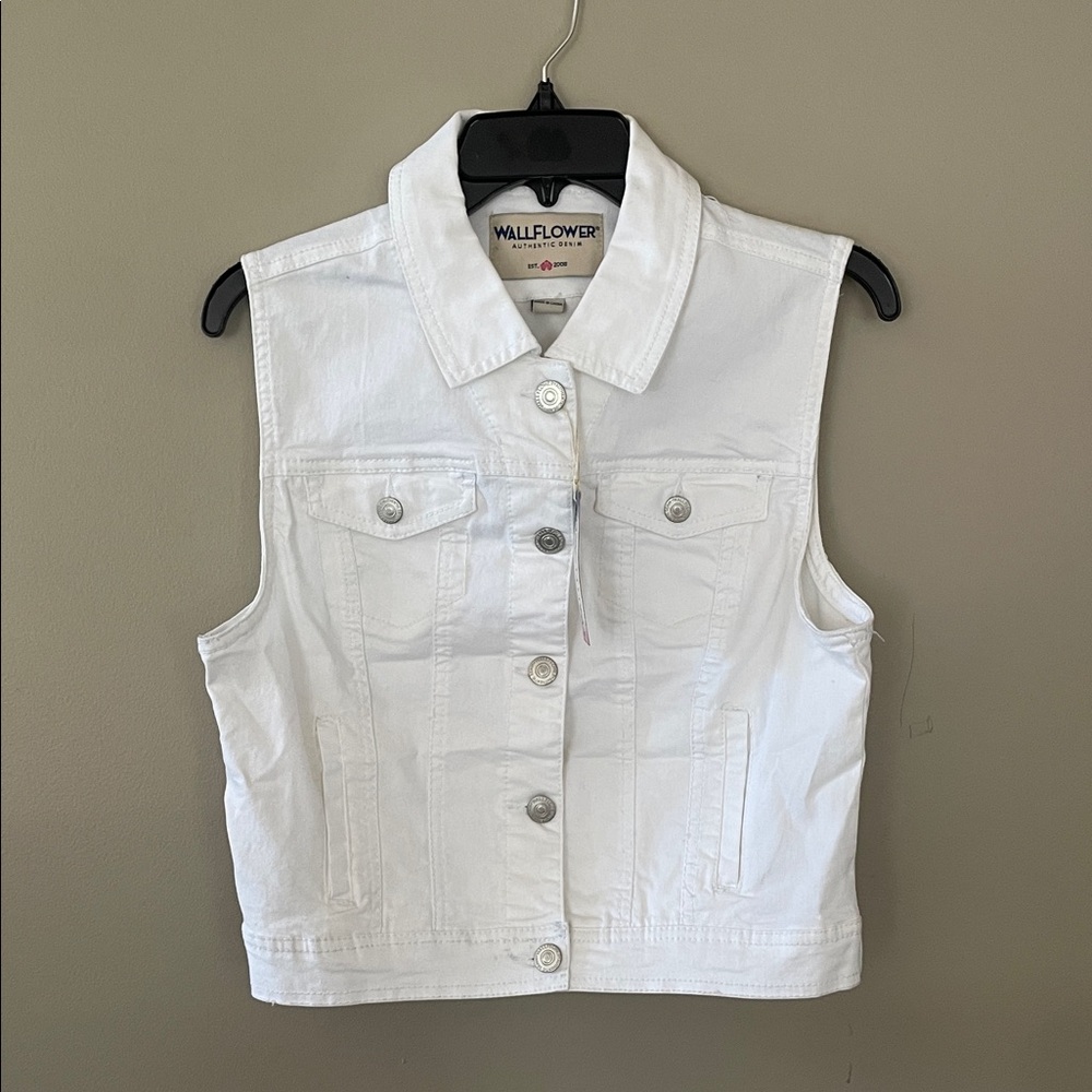 Wallflower White Denim Vest